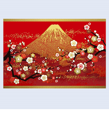 【クリスマス】　チキュウグリーティングス　和風クリスマスカード　富士山　C07－0017