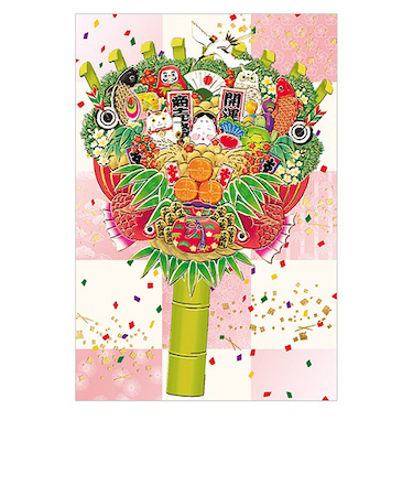 【クリスマス】　チキュウグリーティングス　和風クリスマスカード　熊手　C07－0030