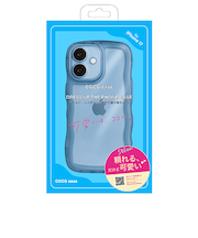 【iPhone17】　ココケース（COCO　case）　クリアなくねくねケース　ブルー