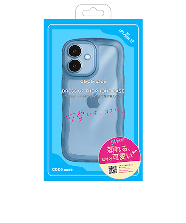 【iPhone17】　ココケース（COCO　case）　クリアなくねくねケース　ブルー