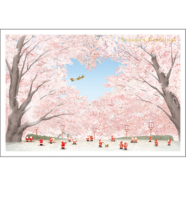 【クリスマス】　グリーティングライフ　和風ミニサンタカード　SJ－69　弘前公園