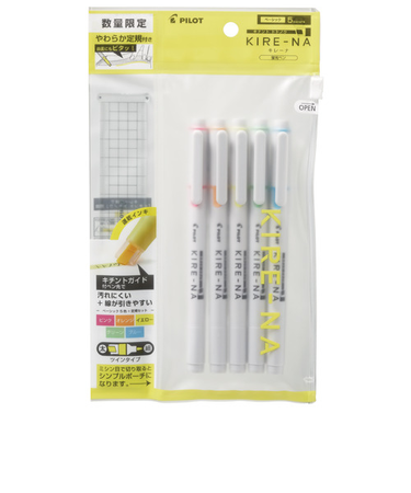 パイロット（PILOT）　蛍光ペン　キレーナ（KIRE-NA）5色セット　定規付　SKIWR2415C1　01ベーシック