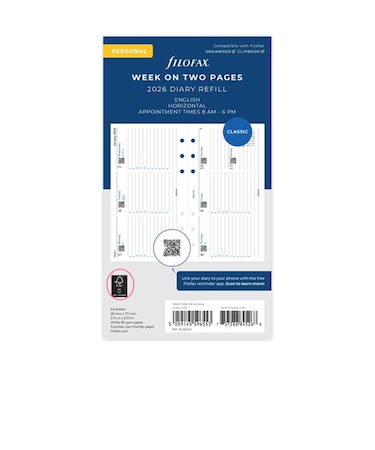 【2026年1月始まり】　ファイロファックス（Filofax）　見開き1週間（横）　バイブル　26-68420　ホワイト