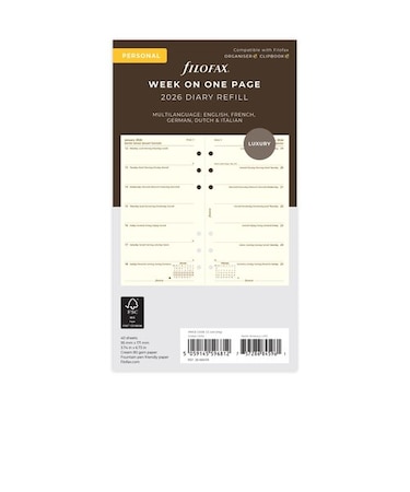 【2026年1月始まり】　ファイロファックス（Filofax）　見開き2週間　バイブル　26-68439　クリーム