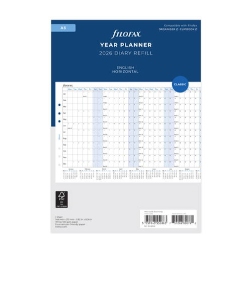 【2026年1月始まり】　ファイロファックス（Filofax）　ホリゾンタルイヤープランナー　A5　26-68506　ホワイト