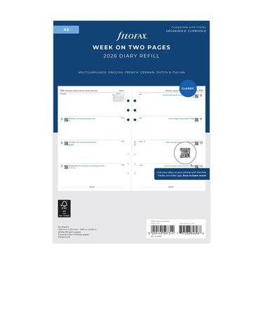 【2026年1月始まり】　ファイロファックス（Filofax）　見開き1週間（縦）　A5　26-68516　ホワイト