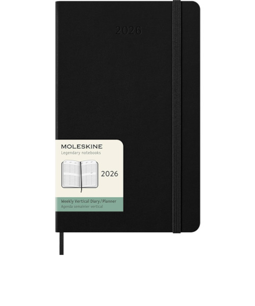 【2026年1月始まり】　モレスキン（MOLESKINE）　12ヶ月クラシックダイアリー　ハードカバー　ラージサイズ　ウィークリーバーチカル　ブラック　月曜始ま