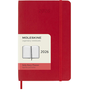 【2026年1月始まり】　モレスキン（MOLESKINE）　12ヶ月クラシックダイアリー　ソフトカバー　ポケットサイズ　デイリー1日1ページ　スカーレットレッド