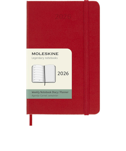 【2026年1月始まり】　モレスキン（MOLESKINE）　12ヶ月クラシックダイアリー　ハードカバー　ポケットサイズ　ウィークリーレフト　スカーレットレッド　