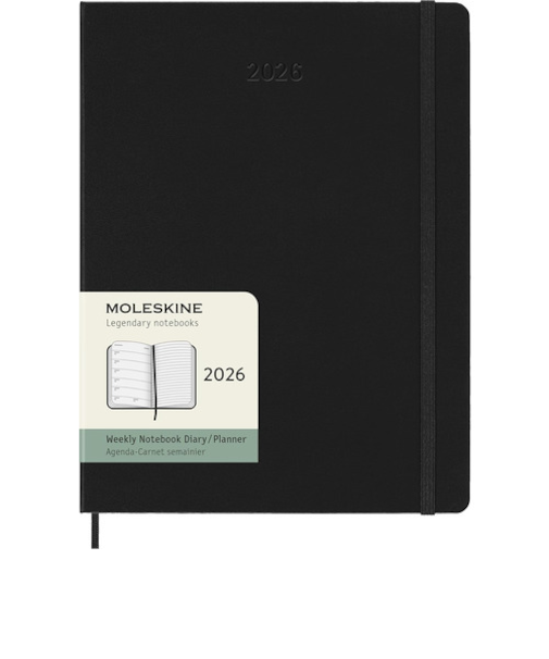 【2026年1月始まり】　モレスキン（MOLESKINE）　12ヶ月クラシックダイアリー　ハードカバー　XLサイズ　ウィークリーレフト　ブラック　月曜始まり