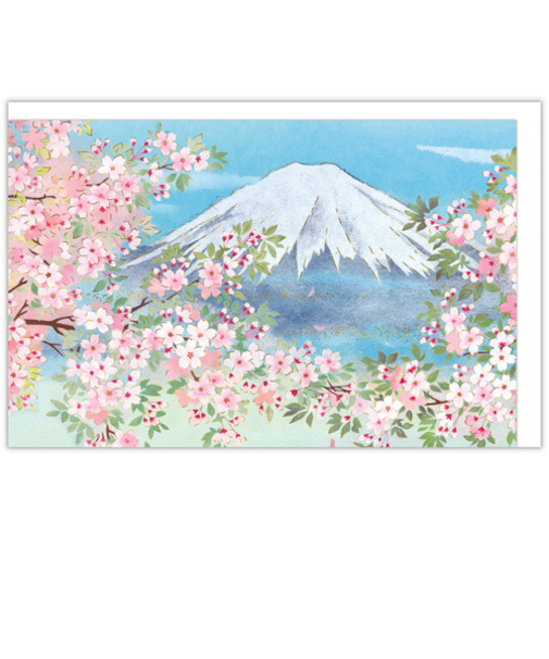 日本ホールマーク　二つ折りクリスマスカード　和風　826758　箔富士と桜