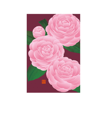 ミドリ　ポストカード008　80008　乙女椿柄