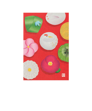 ミドリ　ポストカード013　80013　冬の和菓子柄