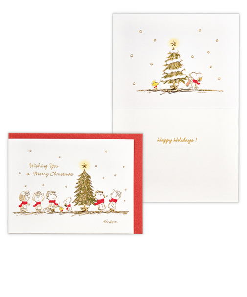【クリスマス】　ホールマーク（Hallmark）　二つ折りクリスマスカード　828622　スヌーピー　赤いマフラー2