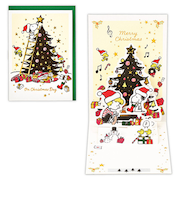 【クリスマス】　日本ホールマーク　スヌーピー　立体クリスマスカード　826574　星の飾りつけ