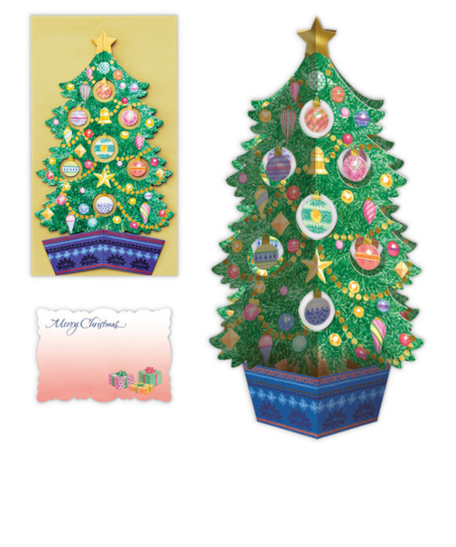 【クリスマス】　日本ホールマーク　立体クリスマスカード　836146　ボールオーナメントツリー