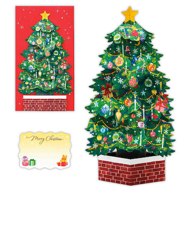 【クリスマス】　ホールマーク（Hallmark）　立体クリスマスカード　ラメグリーンツリー　826710