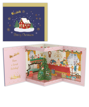 【クリスマス】　ホールマーク（Hallmark）　立体クリスマスカード　ネイビークリスマスハウス　836191