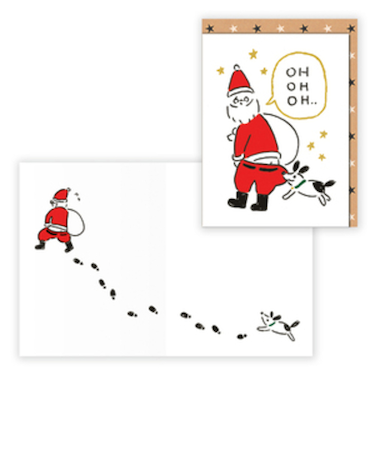 【クリスマス】　ホールマーク（Hallmark）　二つ折りクリスマスカード　828332　おっサンタと犬2