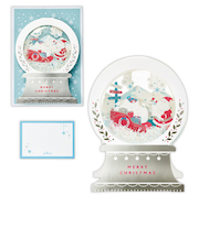 【クリスマス】　ホールマーク（Hallmark）　立体クリスマスカード　828455　スノードーム　サンタとそり3