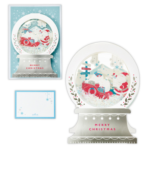 【クリスマス】　ホールマーク（Hallmark）　立体クリスマスカード　828455　スノードーム　サンタとそり3