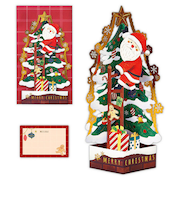 【クリスマス】　ホールマーク（Hallmark）　立体クリスマスカード　星を飾るサンタ　826727