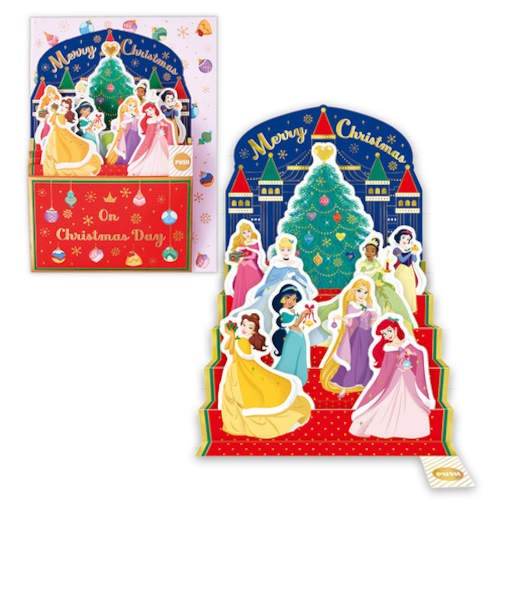 【クリスマス】　ホールマーク（Hallmark）　立体クリスマスオルゴールカード　828103　ディズニープリンセス　クリスマス舞踏会