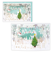 【クリスマス】　ホールマーク（Hallmark）　立体クリスマスカード　828479　カーブレーザーカット　ホワイトタウン2