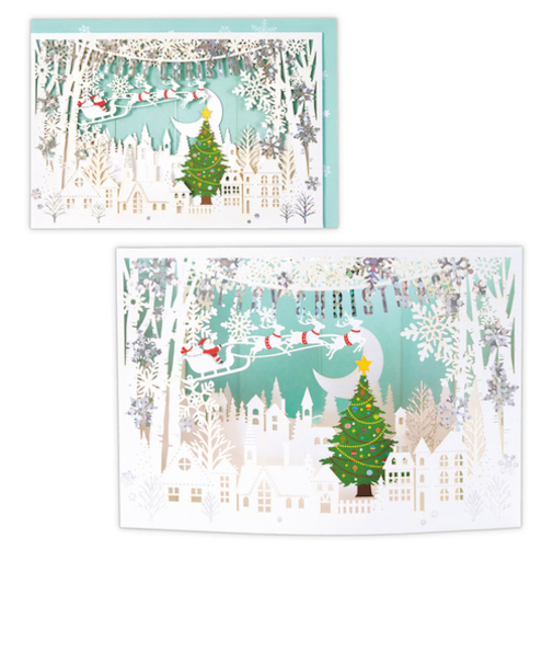 【クリスマス】　ホールマーク（Hallmark）　立体クリスマスカード　828479　カーブレーザーカット　ホワイトタウン2