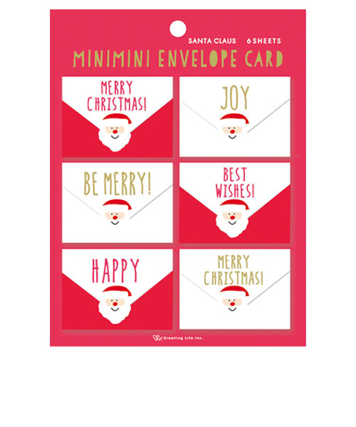 【クリスマス】　グリーティングライフ　サンタ　ミニミニエンベロープカード　HR－29　6枚入り
