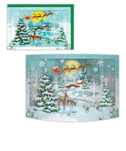【クリスマス】　ホールマーク（Hallmark）　立体クリスマスカード　カーブ　月とサンタクロース　836306