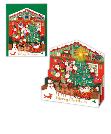 【クリスマス】　ホールマーク（Hallmark）　立体クリスマスオルゴールカード　826529　LEDクリスマスハウス