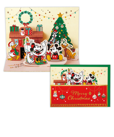 【クリスマス】　日本ホールマーク　ディズニー　立体クリスマスカード　836207　ミッキー＆フレンズ　クリスマス暖炉