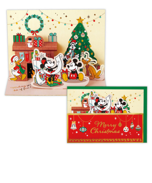 【クリスマス】　日本ホールマーク　ディズニー　立体クリスマスカード　836207　ミッキー＆フレンズ　クリスマス暖炉