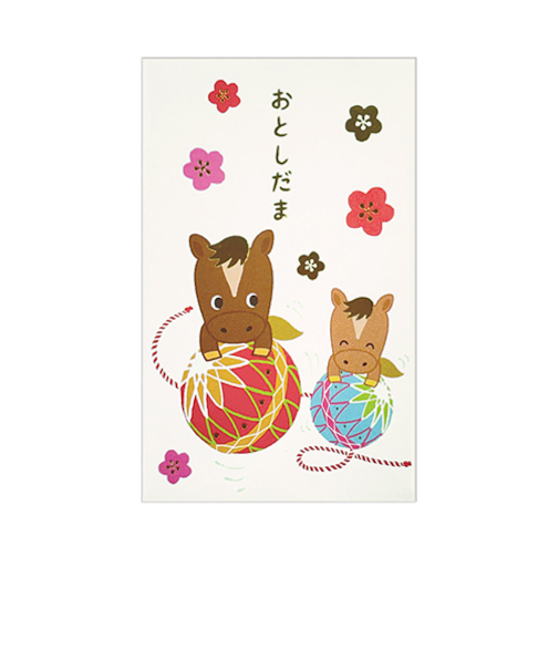 クローズ・ピン　年賀ポチ袋（小）　手毬と馬　3枚入