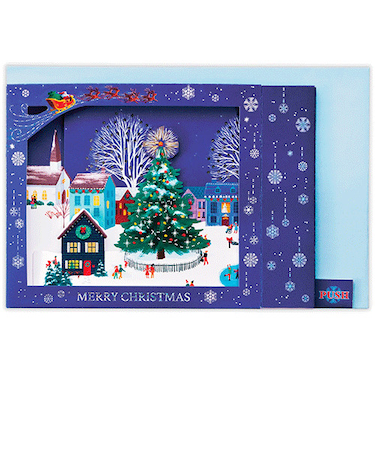 ホールマーク（Hallmark）　立体クリスマスオルゴールカード　立てて飾れる　レーザーカットクリスマスビレッジ