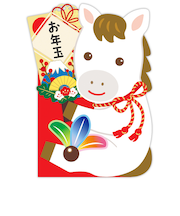 ホールマーク（Hallmark）　年賀ポチ袋・お年玉袋　847555　ダイカット　羽子板うま　1柄3枚入り
