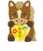 ホールマーク（Hallmark）　年賀ポチ袋・お年玉袋　847548　ダイカット　小判うま　1柄3枚入り