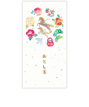 ホールマーク（Hallmark）　年賀ポチ袋・年賀祝儀封筒・お札用お年玉袋　なかにしいずみ　847869　箔　水彩親子うま　1柄2枚入り