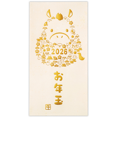 ホールマーク（Hallmark）　年賀ポチ袋・年賀祝儀封筒・お札用お年玉袋　847937　箔　小物模様うま　1柄2枚入り