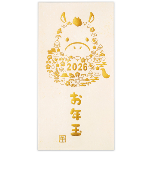 ホールマーク（Hallmark）　年賀ポチ袋・年賀祝儀封筒・お札用お年玉袋　847937　箔　小物模様うま　1柄2枚入り