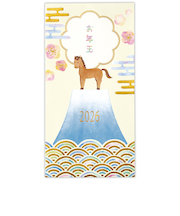 ホールマーク（Hallmark）　年賀ポチ袋・年賀祝儀封筒・お札用お年玉袋　なかにしいずみ　847852　箔　富士青海波うま　1柄2枚入り