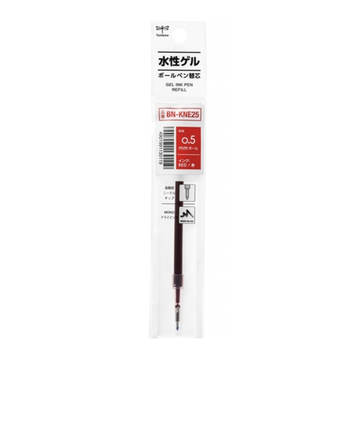 トンボ鉛筆（Tombow）　ゲルボールペン替芯　0.5mm　BN-KNE25　レッド