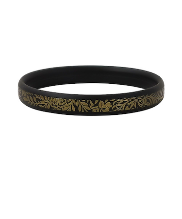 スパークノンX　シリコンバンド　レトロアートシリーズ　Mサイズ　BK－GD　エキゾチックフラワー　ブラック×ゴールド