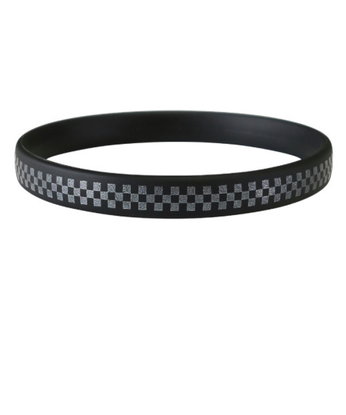 スパークノンX　シリコンバンド　市松模様　Lサイズ　ブラック×パール