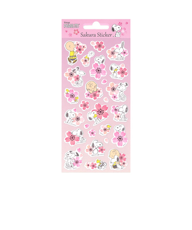 ピーナッツ桜ステッカー　スヌーピー桜　PKS244