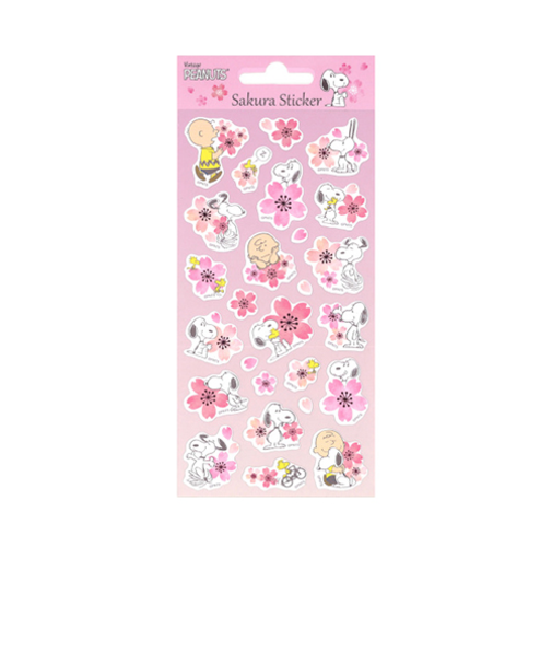 ピーナッツ桜ステッカー　スヌーピー桜　PKS244