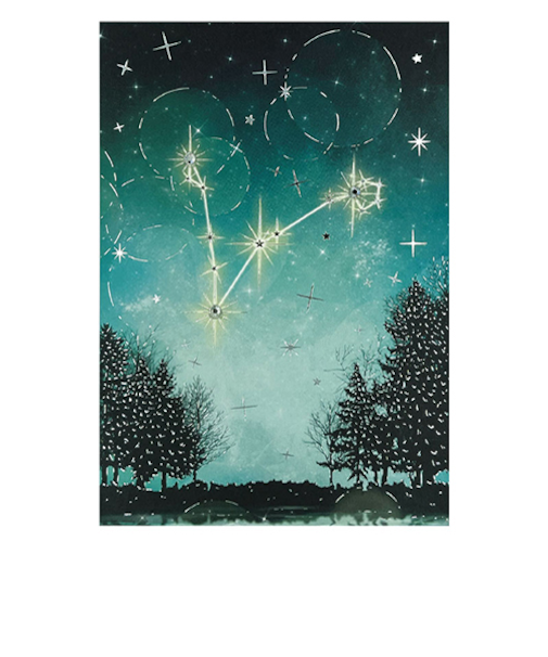 クローズ・ピン　12星座ラインストーンポストカード　魚座　PC16602