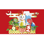アートプリントジャパン　和風ポップアップカード　ミニ　招き猫