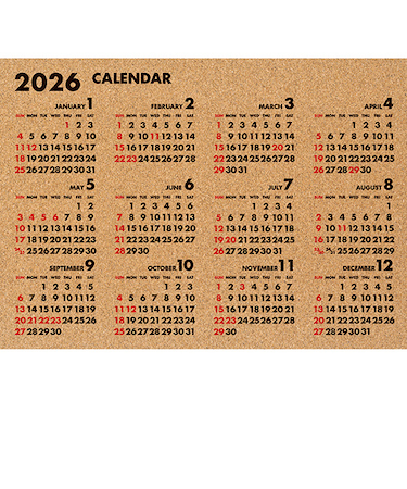 【2026年版・ポスター】　パインブック　コルク年間カレンダー　X-120　フーツラ